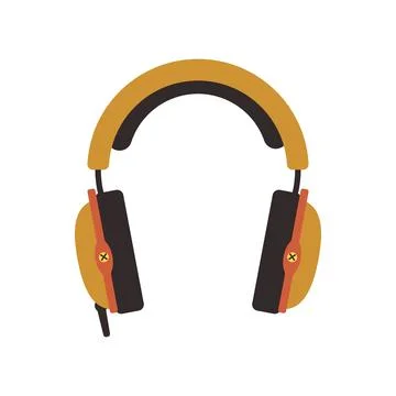 Retro vector headphones isolated element Stock Illustration