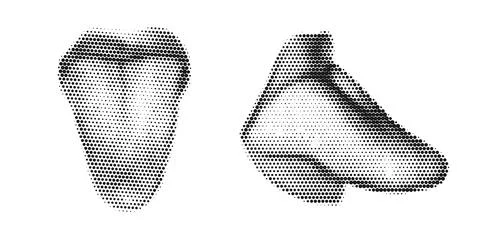 Retro vector illustration featuring multiple human tongues in halftone dotted Stock Illustration
