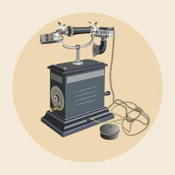 Retro vector isolated illustration of old style telephone Illustrazione stock