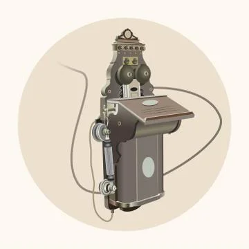 Retro vector isolated illustration of old style telephone Stock Illustration