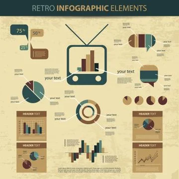 Retro vector set of infographic elements Stock Illustration