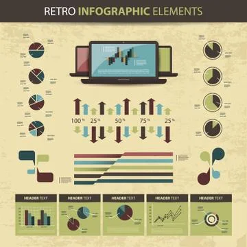 Retro vector set of infographic elements Stock Illustration