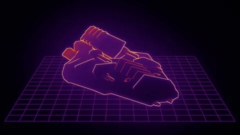 Retro Vector Space Ship 3 B Video stock 97419469