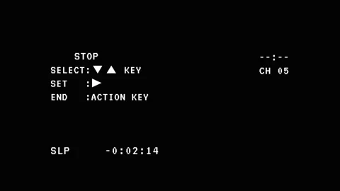 Retro vhs camcorder menu interface with monochrome hud. 4K Video stock 346882342