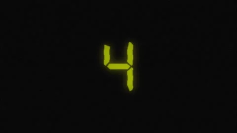 Retro vhs digital countdown timer from five to zero glowing green on black .. Stock Footage 345547880