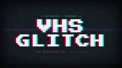 Retro VHS Glitch Effect with Digital Distortion and Static Noise on Black Stock Footage 345751105