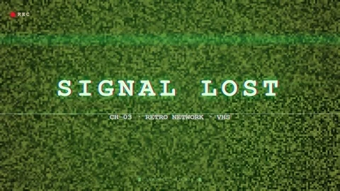 Retro VHS glitch effect with signal lost text and analog television static Stock Footage 345751413