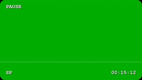 Retro VHS pause screen overlay with scanlines on green 4K Stock-Footage 338328512