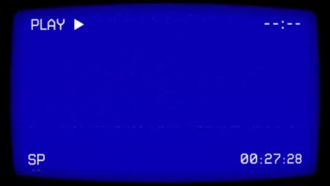 Retro VHS Play Screen Animation with Blue Analog Display Vídeo Stock 339072306