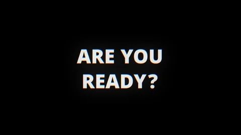 A retro VHS Screen featuring ARE YOU READY? text with glitch effect Video stock 103549616