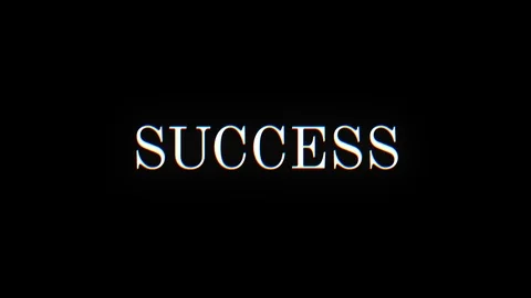 A retro VHS Screen featuring SUCCESS text with glitch effect Video stock 103548972