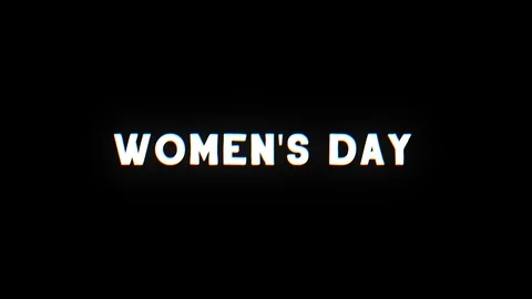 A retro VHS Screen featuring WOMEN'S DAY text with glitch effect Video stock 103549009