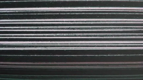 Retro VHS Static Noise and Horizontal CRT Screen Glitch Distortion Loop Video stock 341981729
