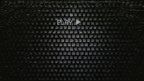 Retro VHS Static With Play Symbol On Black Checker Pattern Background Видео 318661708