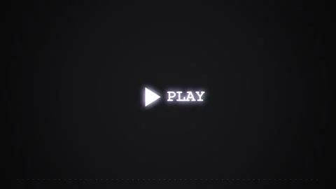Retro VHS Tape Playback play button with glitch effect on black background Stock Footage 338219077