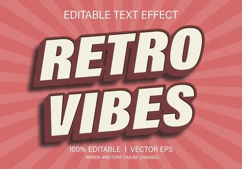 Retro vibes vector text effect with modern style design Stock Illustration