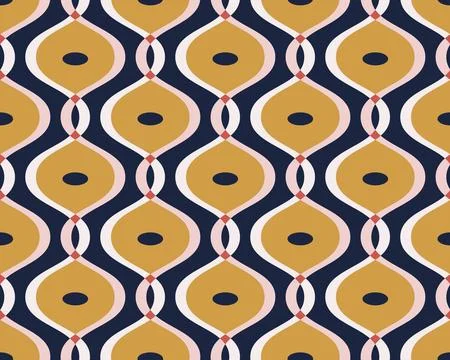 Retro vibes of wavy ogee pattern, abstract seamless vector background 库存插图