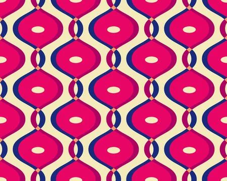 Retro vibes of wavy ogee pattern, abstract seamless vector background Stock Illustration