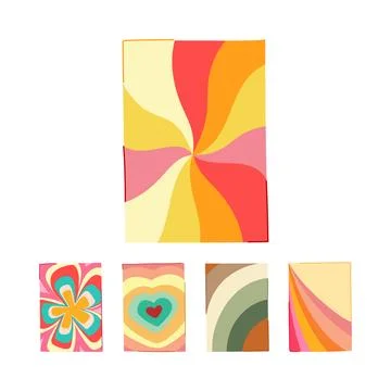 Retro vibrant patterns creating abstract artistic designs Stock Illustration