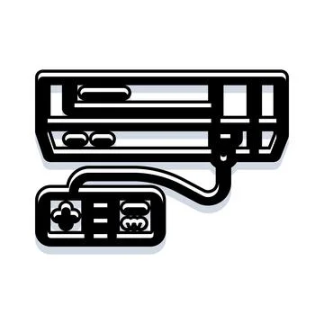 Retro video game console and classic controller playing Illustrazione stock
