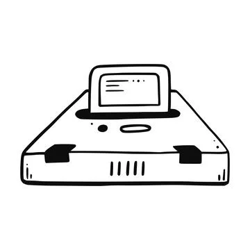 Retro video game console hand drawn doodle element Stock Illustration