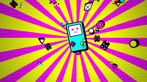 Retro Video Game Console Pop Art Animation With Geometric Shapes Stock Footage 341175264