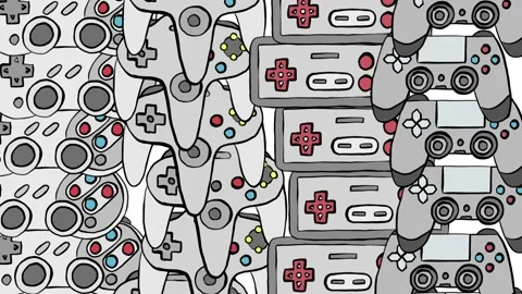 Retro Video Game Controllers Loop Background Pattern Animation Stock Footage 190117941
