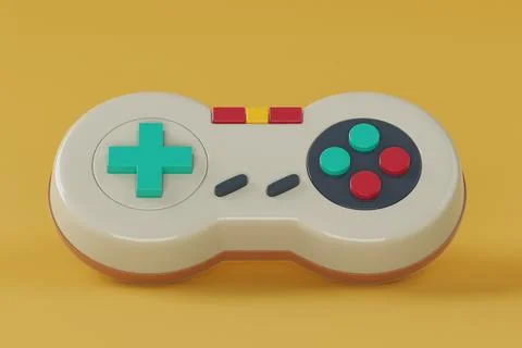 Retro Video Game Joystick Controller. 3d Rendering Stock Illustration