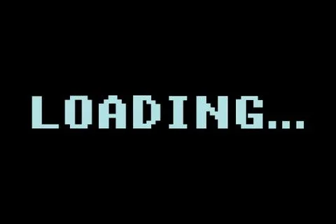 Retro video game LOADING text on  black background, classic loading style,Wai 스톡 일러스트