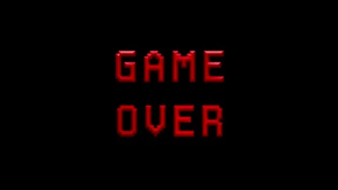Retro Video Game Over Screen on a Black Background. Vidéo 262761400