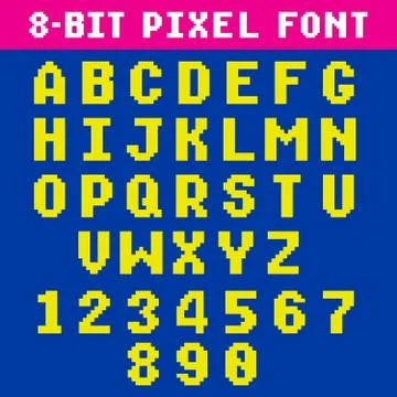 Retro video game pixel letters and numbers font, digital alphabet Stock Illustration