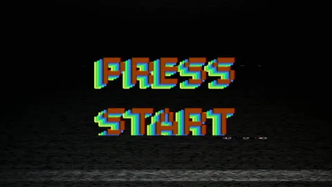 Retro video game PRESS START text computer Stock Footage 131456821