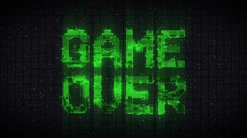 Retro video game screen with glitch. Game over with noisy distortion. 4k video. Stock Footage 233011945
