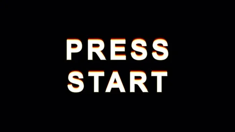 Retro video game text 'Press Start' with glitch effects and subtle motion d.. Stock Footage 344037209