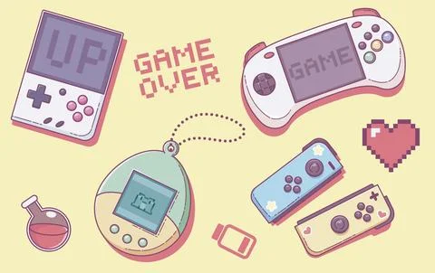 Retro video gaming devices Stock Illustration