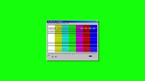 Retro Video Player Interface Displaying Glitched Smpte Color Bar Test Patte.. Stock Footage 347343206