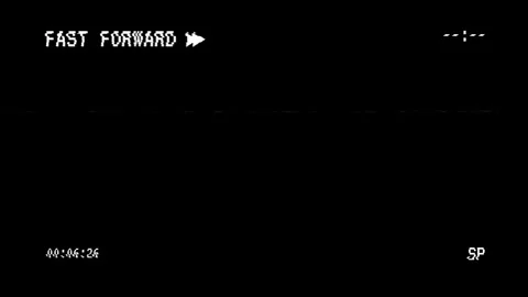 Retro Video Tape Fast Forward Glitch Overlay with Analog Distortion Stock Footage 345891587