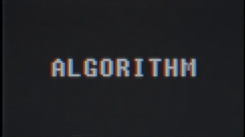 Retro videogame ALGORITHM word text computer tv glitch interference noise screen Stock Footage 89290828