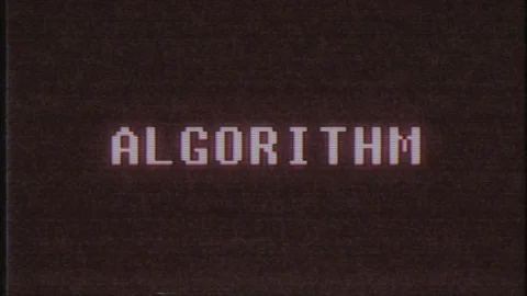 Retro videogame ALGORITHM word text computer tv glitch interference noise screen Video stock 89291101