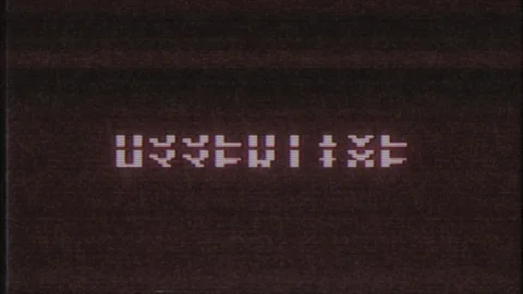 Retro videogame ASSERTIVE word text computer tv glitch interference noise screen Stock Footage 90077205