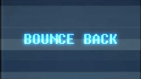 Retro videogame BOUNCE BACK word text computer tv glitch interference noise Stock Footage 89862368