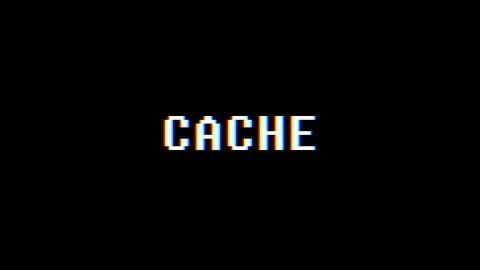 Retro videogame CACHE word text computer tv glitch interference noise screen Stock Footage 89863031