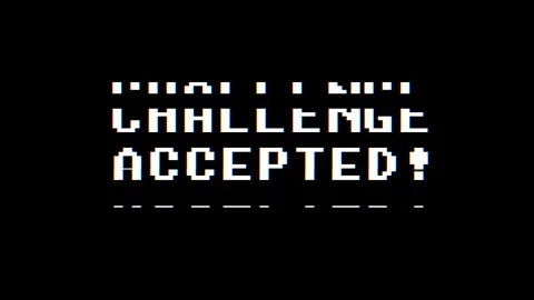Retro videogame CHALLENGE ACCEPTED text computer glitch interference noise Stock Footage 87212063