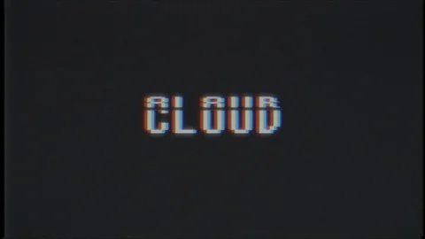 Retro videogame CLOUD word text computer tv glitch interference noise screen Stock Footage 90481300
