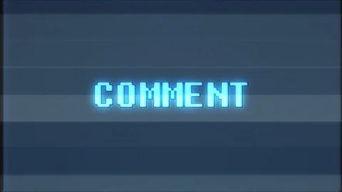 Retro videogame COMMENT word text computer tv glitch interference noise screen Stock Footage 89908754