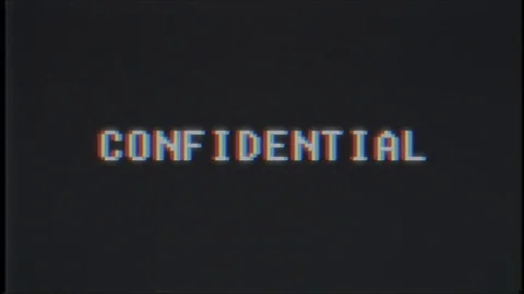 Retro videogame CONFIDENTIAL text computer old tv glitch interference noise Stock-Footage 88616456