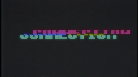 Retro videogame CONNECTION text computer old tv glitch interference noise screen Stock Footage 87198415