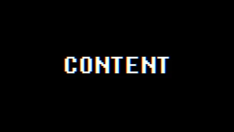 Retro videogame CONTENT word text computer tv glitch interference noise screen Stock Footage 89863885