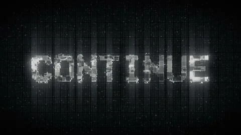 Retro videogame CONTINUE text on computer old tv vhs glitch interference noise  Stock Footage 233000578