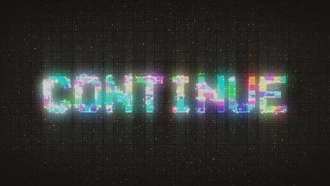 Retro videogame CONTINUE text on computer old tv vhs glitch interference noise  스톡 일러스트